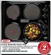 Defy 592mm Black Slimline Solid Hob DHD330