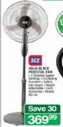 SCE 40cm Black Pedestal Fan RD-40