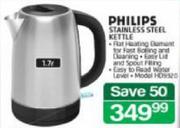 Philips 1.7Ltr Stainless Steel Kettle HD9320