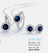 Sterling Silver Pendant, Ring & Earring Set