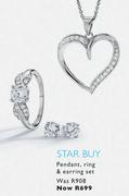 Sterling Silver Pendant, Ring & Earring Set