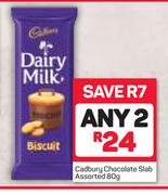 Cadbury Chocolate Slab Assorted-2 x 80g