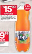 Coca-Cola Zero, Light Tab, fanta Orange, Sprite Zero Or Stoney Ginger Beer Zero-2.25Ltr Each