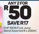 Pnp 100% Fruit Juice Blend-2 x 6x200ml