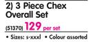 Finex 3-Piece Chex Overall Set-Per Set