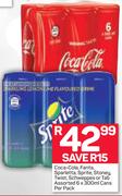 Coca-Cola/Fanta/Sparletta/Sprite/Stoney/Twist, Schweppes Or Tab-6x300ml Cans Per Pack