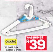 Addis White Unisex Hangers 5 Pack