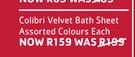 Colibri Velvet Bath Sheet Assorted Colours-Each