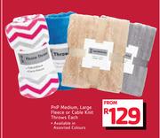 PnP Medium/Large Fleece Or Cable Knit Throws-Each