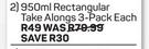 Sistema 950ml Rectangular Take Alongs 3 Pack-Each
