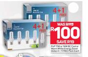 PnP 11W Or 14W BC Cool Or Warm White Energy Saver Globe 4 + 1 Free Pack-Each