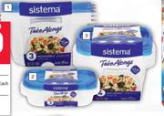 Sistema 950ml Rectangular Take Alongs 3 Pack-Each