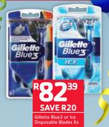 Gillette Blue 3 Or Ice Disposable Blades-6s