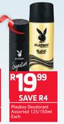   Playboy Deodorant Assorted-125/150ml Each