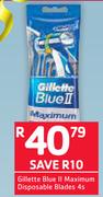 Gillette Blue II Maximum Disposable Blades-4s
