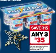 Danone Nutriday Smooth Medium Fat Yoghurt-Any 3X6x100g