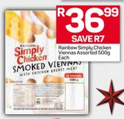 Rainbow Simply Chicken Viennas-500g Each