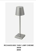 Rechargeable Table Lamp Chrome 38cm