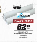 Marley Pipes PVC Socketed Downpipe 3mx80mm-Each
