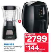 Philips Avance Black Digital Airfryer With Jug Blender HD9240/92