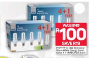 PnP 11W Or 14W BC Cool Or Warm White Energy Saver Globe 4 + 1 Free Pack-Each