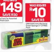 GRB Save Anti Bacterial Green Sponge 3 + 2 Free Pack