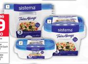 Sistema 1.2Ltr Square Take Alongs 4 Pack-Each