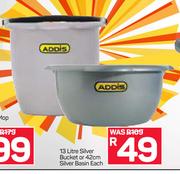13 Ltr Silver Bucket Or 42cm Silver Basin-Each