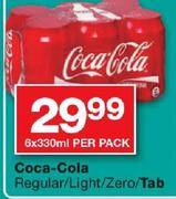 Coca-Cola Regular/Light/Zero/Tab-6x330ml Per Pack