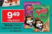 Simba Salted Peanuts/Peanuts & Raisins-150g Each