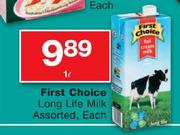 First Choice Long Life Milk Assorted-1L Each