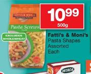 Fatti's & Moni's Pasta Shapes Assorted-500g Each