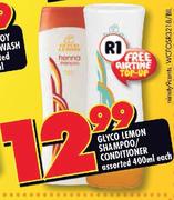 Glyco Lemon Shampoo/Conditioner Assorted-400ml Each
