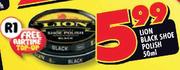 Lion Black Shoe Polish-50ml