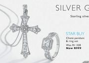 Sterling Silver Chete Pendant & Ring set