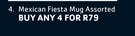 Mexican Fiesta Mug Assorted-For 4