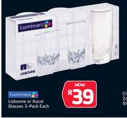 Luminarc Lisbonne Or Ascot Glasses 3 Pack-Each