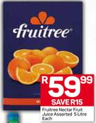 Fruitree Nectar Fruit Juice Assoretd-5 Liter Each