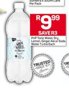PnP Tonic Water, Dry Lemon GInger Ale Or Soda Water-1 Liter Each