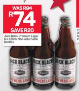 Jack Black Premium Lager Non Returnable Bottles-6 x 330ml