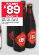 CBC Amber Or Krystal Weiss Beer Non Returnable Bottles-4 x 440ml Per Pack