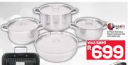 Tissolli 8 Piece Stainless Steel Cookware Set & Solid Lids