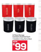3 Piece Storage Canisters Assorted-Each