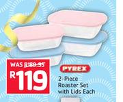 Pyrex 2 Piece Roaster Set With Lids-Each