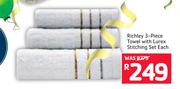 Richley 3 Piece Towel With Lurex Stitching Set-Each