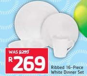 Ribbed 16 Piece White Dinner Set