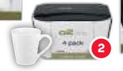 O2 Dine Embossed White Mug 4 Pack-Each