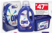 Omo Auto Washing Powder-2Kg, Liquid Detergent-1.5Ltr Assorted Or Power Capsules-17s Each