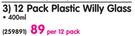 Aro 12 Pack Plastic Willy Glass-400ml Per 12 Pack
