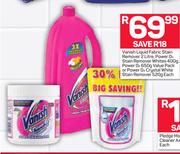 Vanish Power O2 650g Value Pack Or Power O2 Crystal White Stain Remover 520g-Each